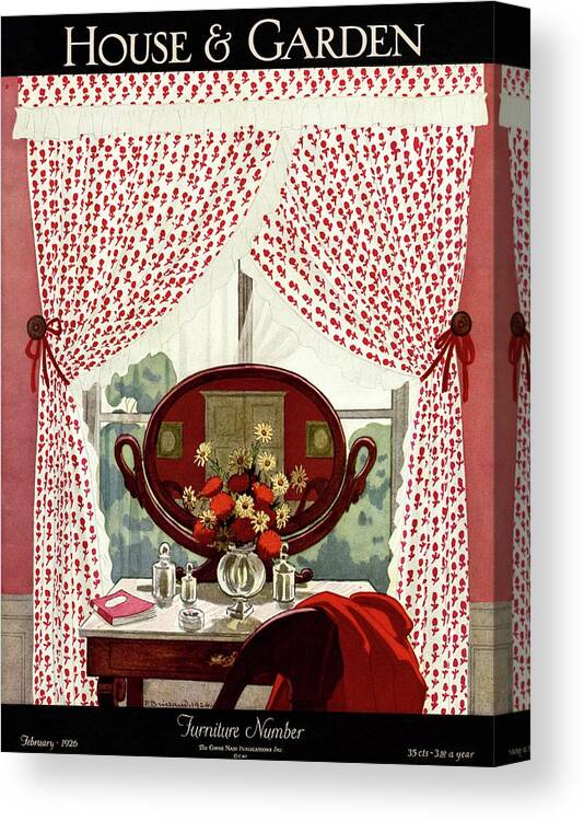 Illustration Canvas Print featuring the photograph A House And Garden Cover Of A Mirror by Pierre Brissaud