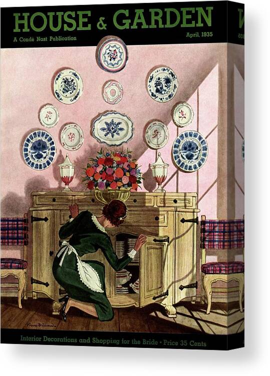 House And Garden Canvas Print featuring the photograph A Maid Getting China From A French Provincial by Pierre Brissaud