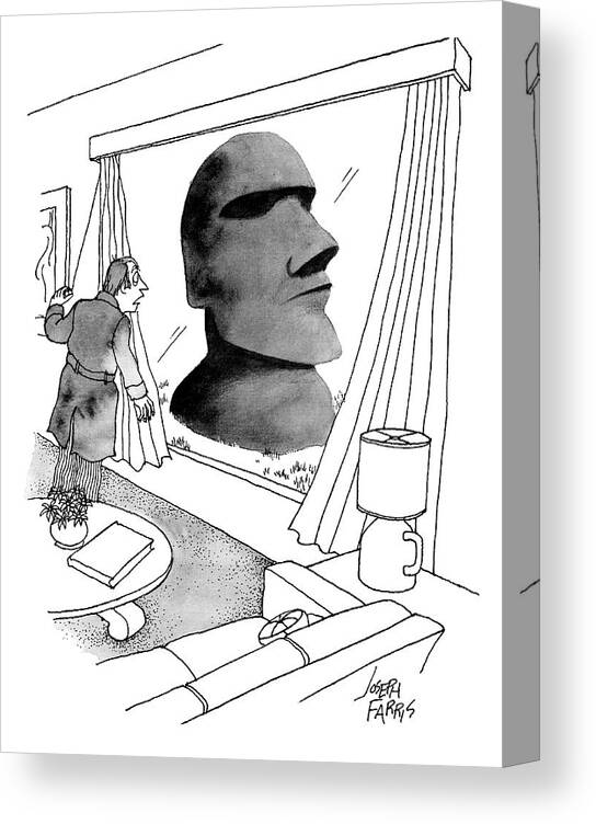 Cctk Canvas Print featuring the drawing A Man Looks Out His Living Room Window To See An by Joseph Farris