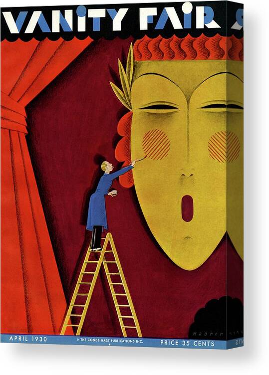 Illustration Canvas Print featuring the photograph Vanity Fair Cover of A Man On A Ladder by Maurer