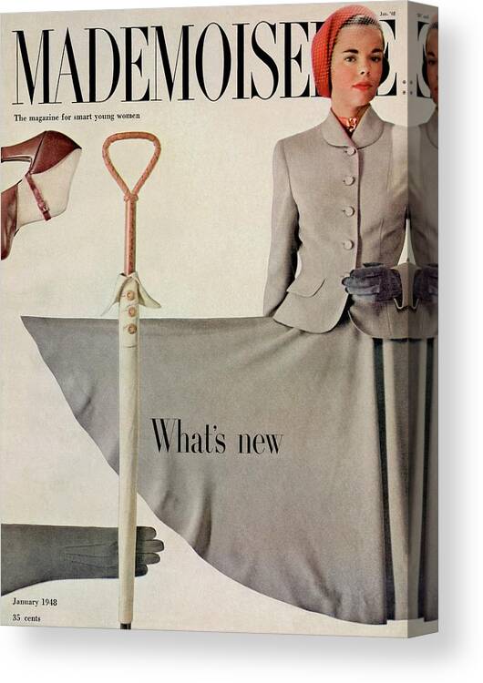 Fashion Canvas Print featuring the photograph A Model In A Trumpet Skirt By Loeb And Hoch by Gene Fenn