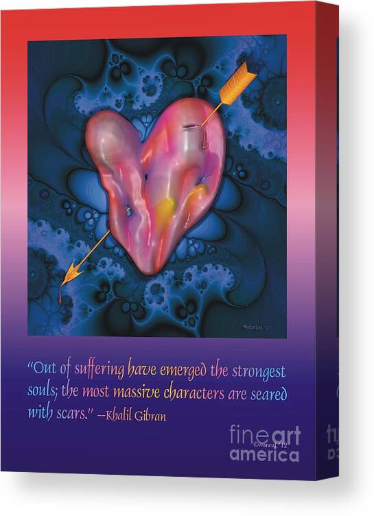 Posters Canvas Print featuring the digital art A Pierced Heart Poster 1 by Walter Neal