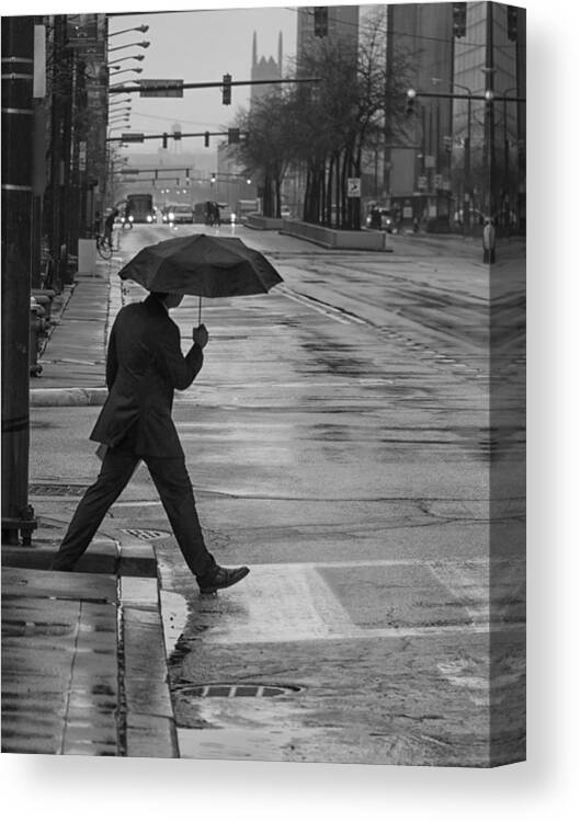 Cleveland Canvas Print featuring the photograph A Rainy Day in Cleveland by Jared Perry 