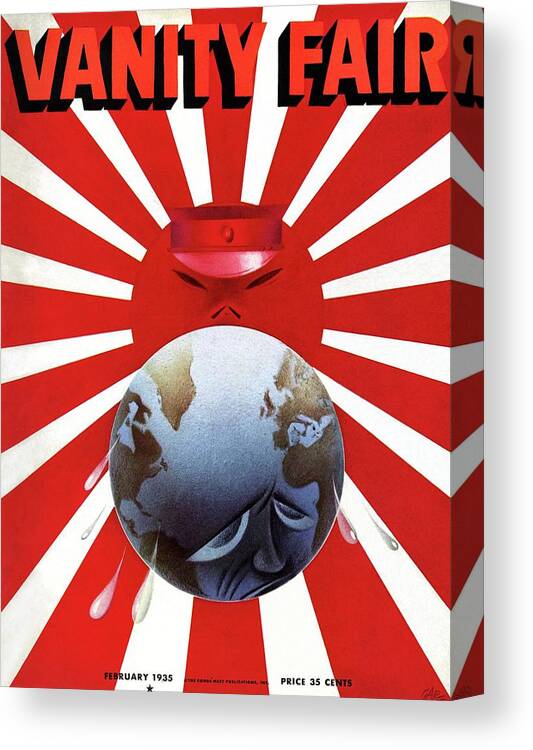 Illustration Canvas Print featuring the photograph A Vanity Fair Cover Depicting The Rise Of Japan by Paolo Garretto