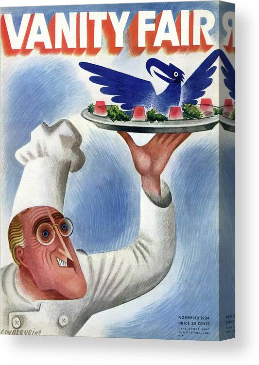 Illustration Canvas Print featuring the photograph A Vanity Fair Cover Of Roosevelt At Thanksgiving by Miguel Covarrubias