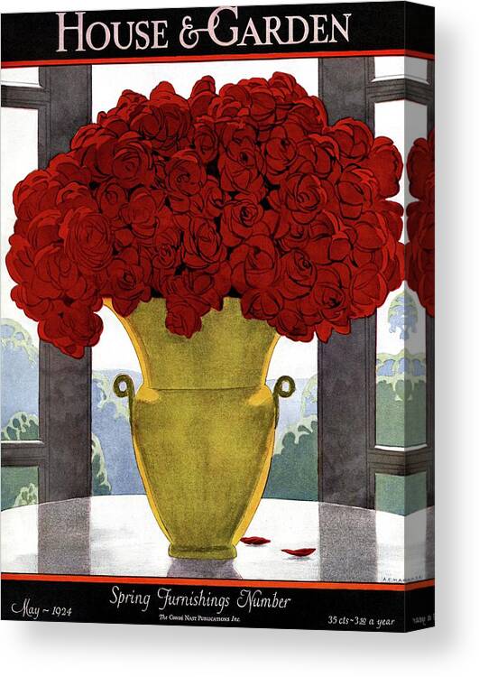 House And Garden Canvas Print featuring the photograph A Vase With Red Roses by Andre E Marty
