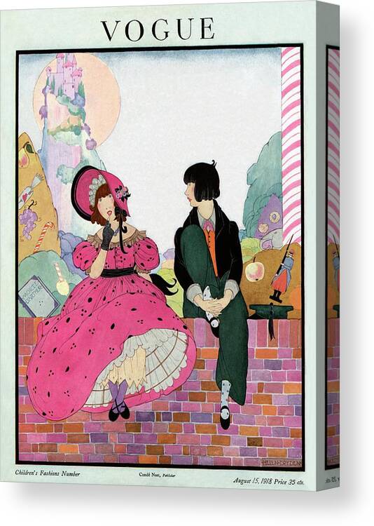 Illustration Canvas Print featuring the photograph A Vogue Cover Of Children by Helen Dryden