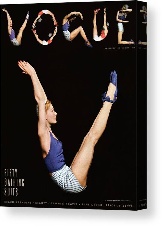 One Person Canvas Print featuring the photograph A Vogue Magazine Cover Of Lisa Fonssagrives by Horst P Horst