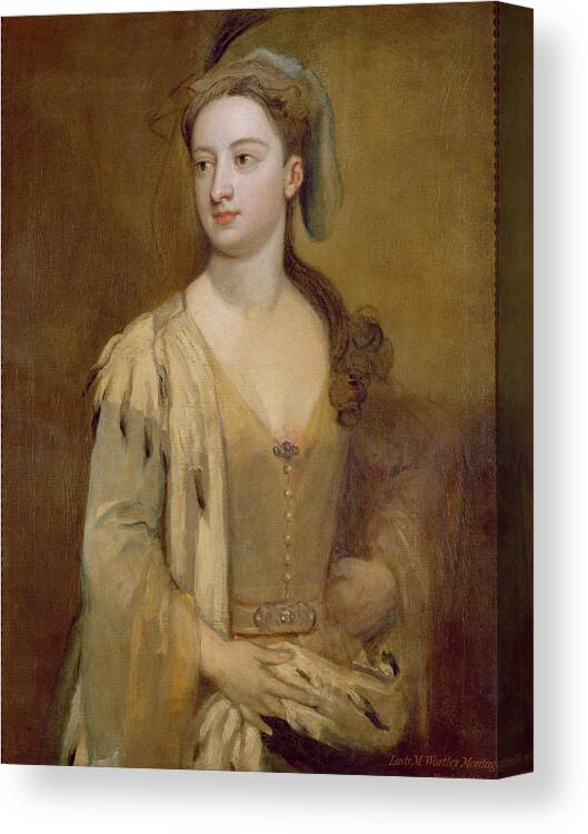 Female Canvas Print featuring the photograph A Woman, Called Lady Mary Wortley Montagu, C.1715-20 Oil On Canvas by Godfrey Kneller
