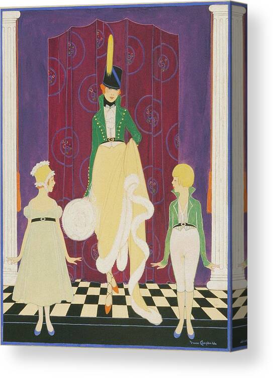 Children Canvas Print featuring the digital art A Woman With A Boy And Girl by Irma Campbell