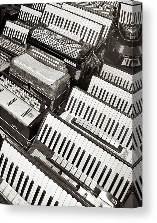 Kaunas Canvas Print featuring the photograph Accordions by Mary Lee Dereske