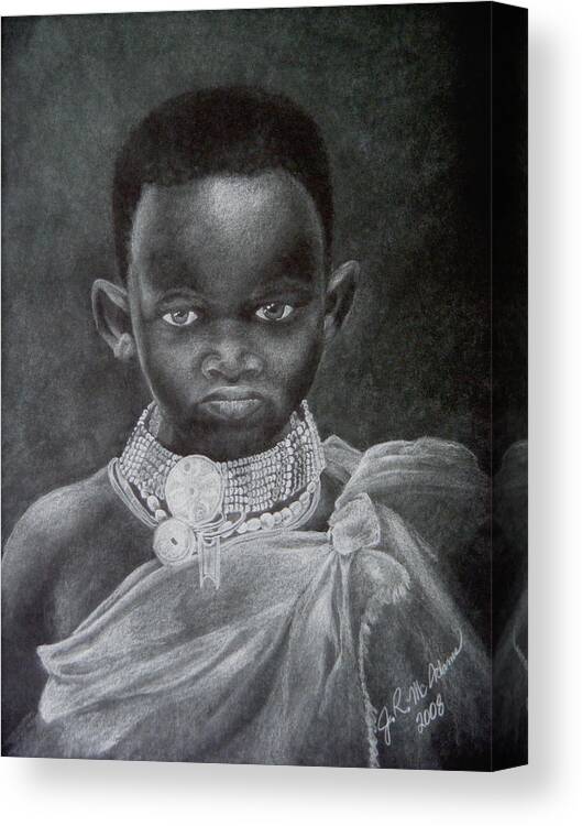 Graphite Canvas Print featuring the drawing African Boy by James McAdams