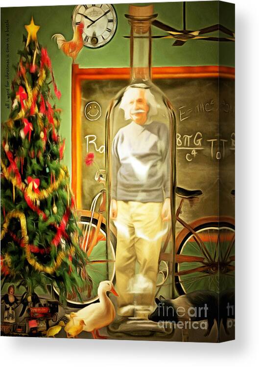 Einstein Canvas Print featuring the photograph All I Want For Christmas Is Time In A Bottle 20140923 standard 3 to 4 proportion crop by Wingsdomain Art and Photography