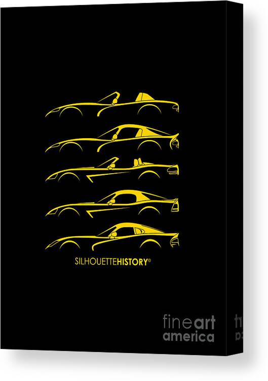 Sports Car Canvas Print featuring the digital art American Snakes SilhouetteHistory by Gabor Vida