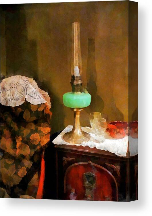 Lamp Canvas Print featuring the photograph Americana - Still Life With Hurricane Lamp by Susan Savad