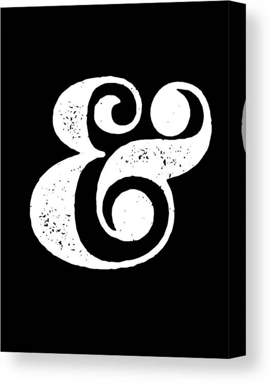 Ampersand Canvas Print featuring the digital art Ampersand Poster Black by Naxart Studio