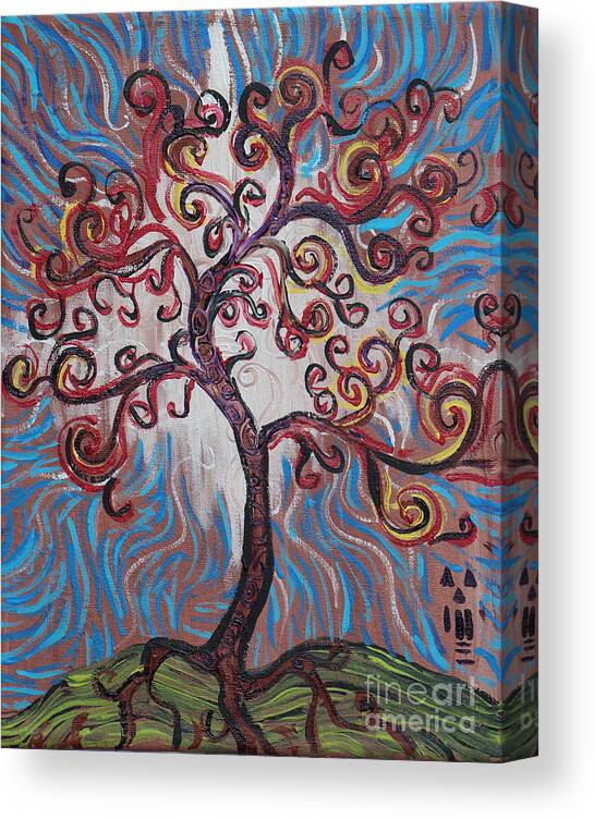 Squiggle Canvas Print featuring the painting An Enlightened Tree by Stefan Duncan