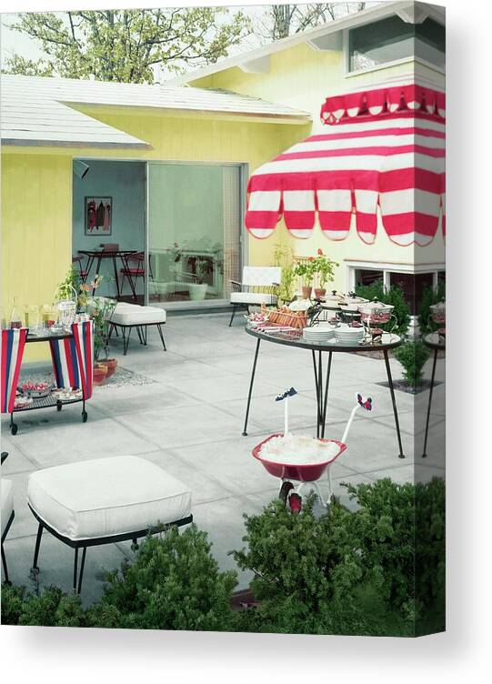 Outdoors Canvas Print featuring the photograph An Outside Area Set Up For A Party by Haanel Cassidy