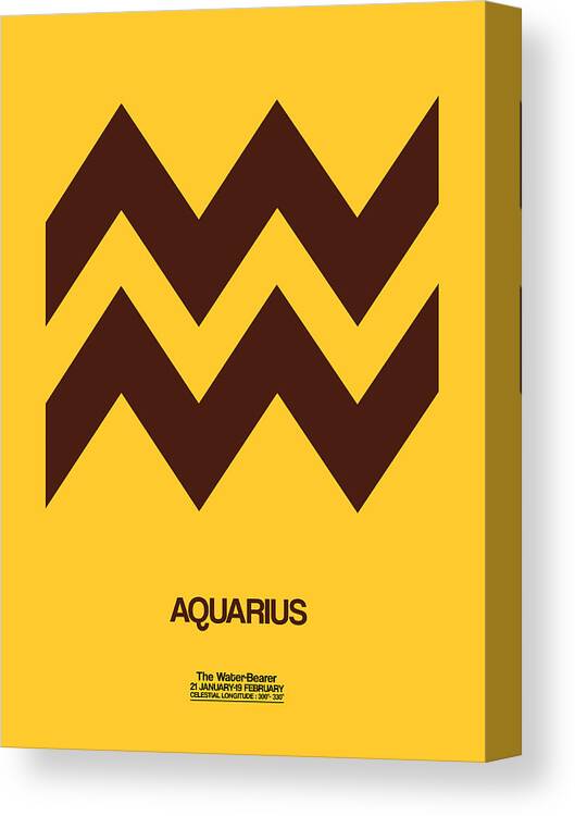 Aquarius Canvas Print featuring the digital art Aquarius Zodiac Sign Brown by Naxart Studio
