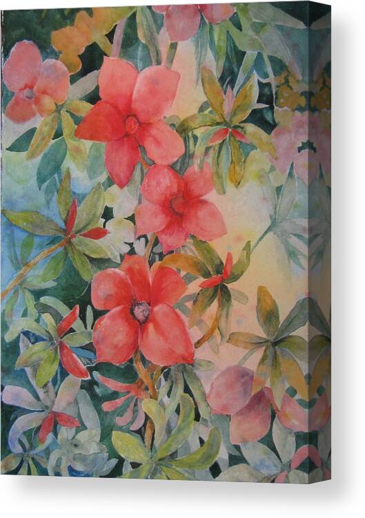 Floral Canvas Print featuring the painting Arizona Reds II by Marilyn Clement