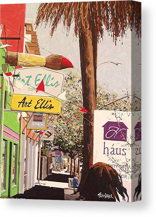 Sacramento Canvas Print featuring the painting Art Ellis in Midtown by Paul Guyer