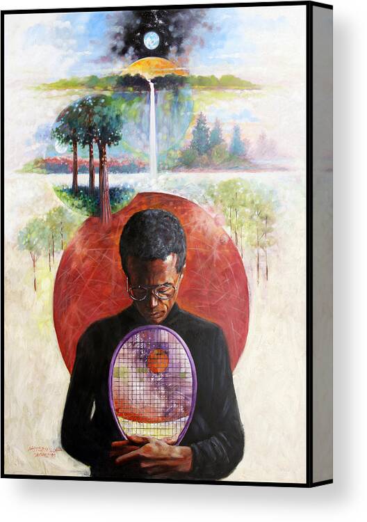 Arthur Ashe Canvas Print featuring the painting Arthur Ashe by John Lautermilch