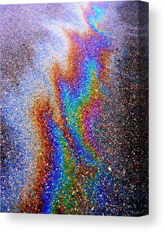 Abstract Canvas Print featuring the photograph Asphalt Oil Slick by Jean Wright