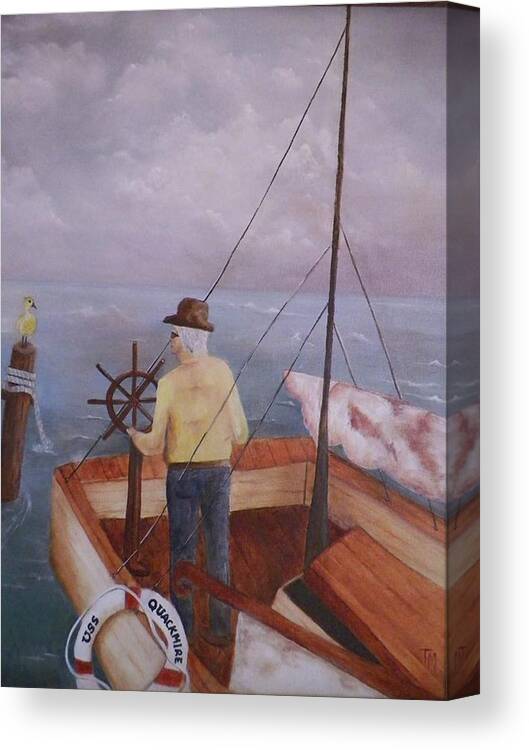 Seascape Canvas Print featuring the painting At Sea by Teri Merrill