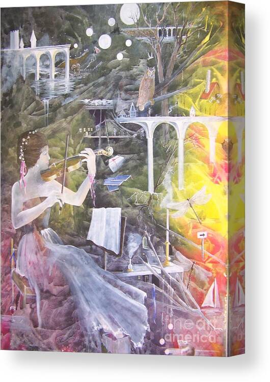 Girl Canvas Print featuring the painting Aubry's Nocturne by Jackie Mueller-Jones