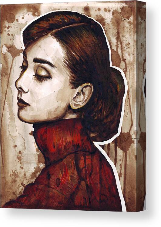 Audrey Hepburn Canvas Print featuring the painting Audrey Hepburn by Olga Shvartsur