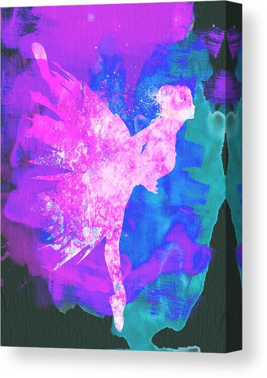 Ballet Canvas Print featuring the painting Ballerina on Stage Watercolor 1 by Naxart Studio