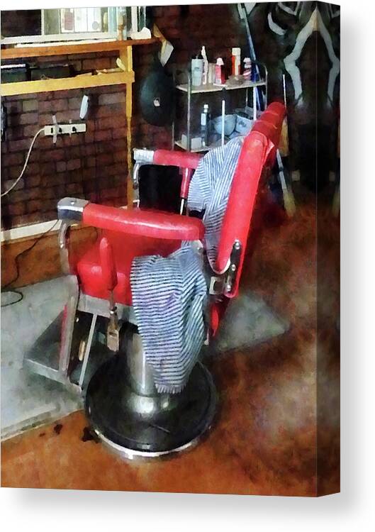 Barber Canvas Print featuring the photograph Barber - Red Barber Chair by Susan Savad
