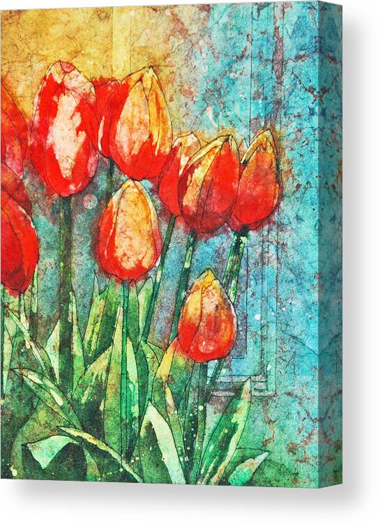 Batik Canvas Print featuring the painting Batik Tulips by Diane Fujimoto