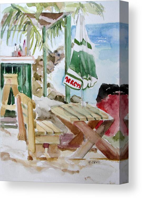 Beach Bar Canvas Print featuring the painting Beach bar by Mafalda Cento