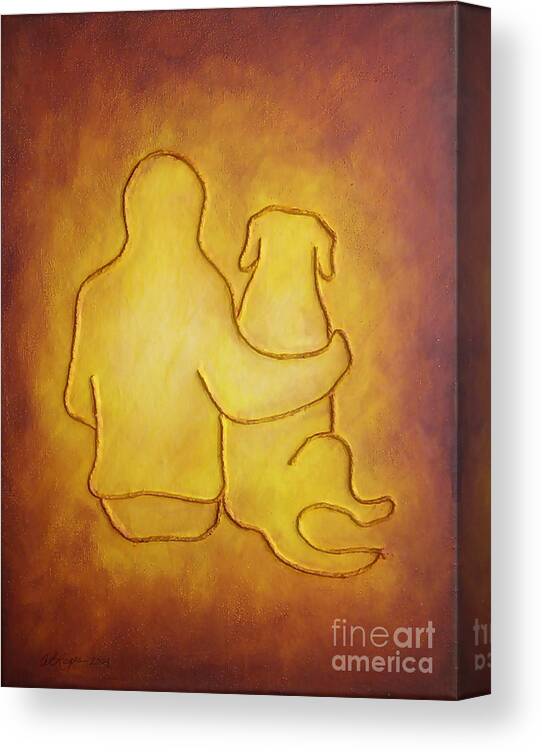 Dog Canvas Print featuring the painting Being There 2 - Dog and Friend by Amy Reges
