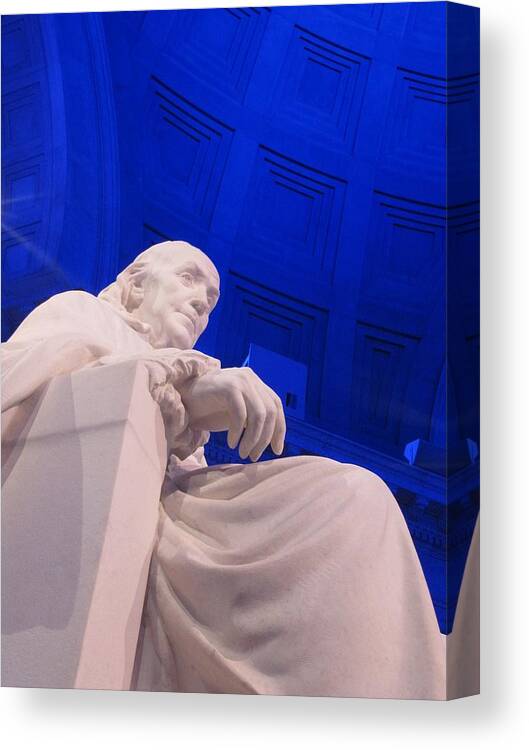 Benjamin Canvas Print featuring the photograph Ben Franklin in Blue II by Richard Reeve
