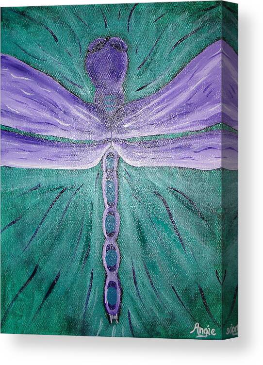 Dragonfly Canvas Print featuring the painting Bethany's Dragonfly by Angie Butler
