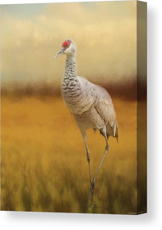 A Quiet Walk Canvas Print featuring the painting Bird Art - A Quiet Walk by Jordan Blackstone