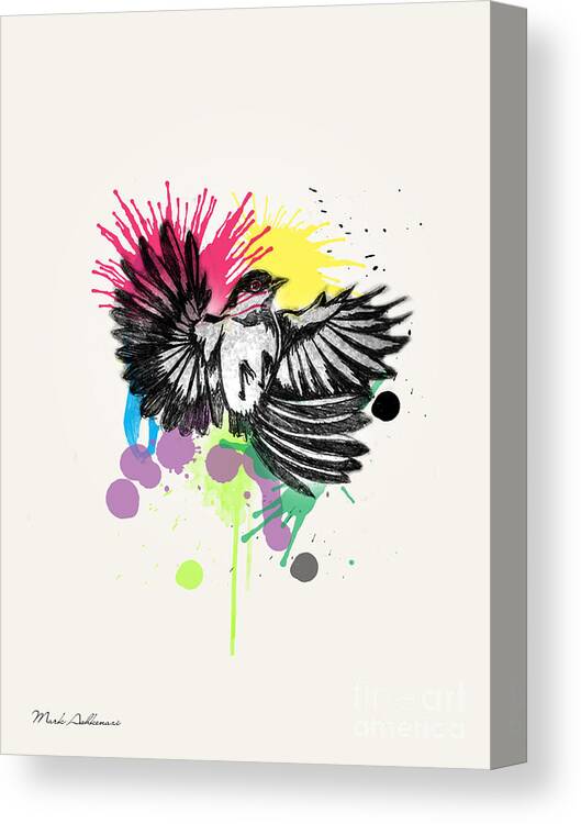 Bird Canvas Print featuring the painting Bird In Minimal Colors by Mark Ashkenazi
