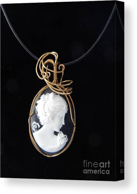 Cameo Canvas Print featuring the jewelry Black Cameo by Patricia Tierney