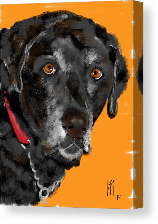 Man's Best Friend Canvas Print featuring the painting Black Lab by Lois Ivancin Tavaf