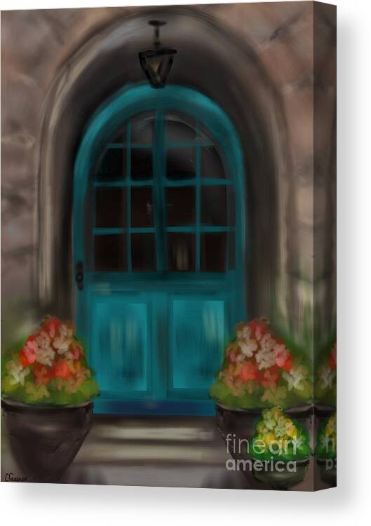 Old World Canvas Print featuring the Blue Door by Christine Fournier