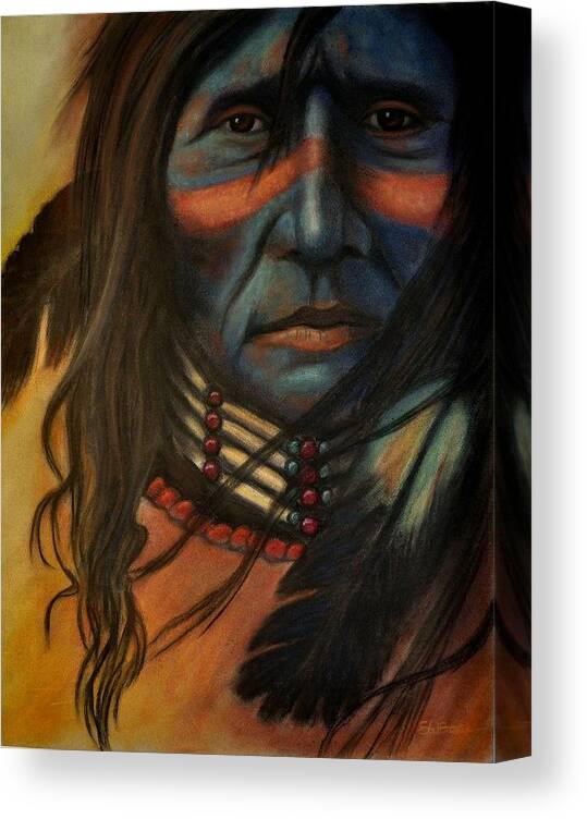 Indian Canvas Print featuring the pastel Blue Face by Wade Starr