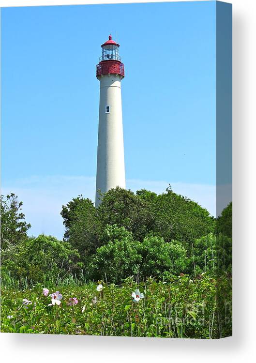 Cape May Lighthouse Canvas Print featuring the photograph Blue Skies Over Cape May Light by Nancy Patterson