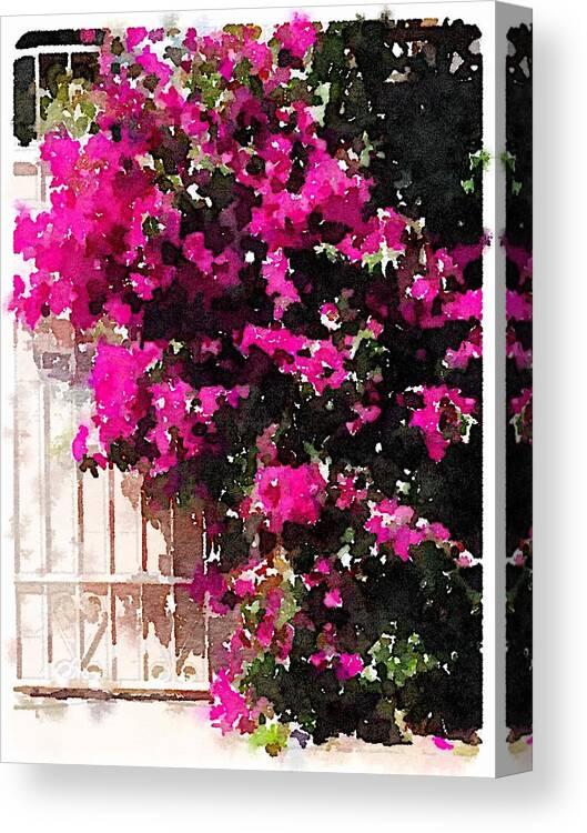 Waterlogue Canvas Print featuring the digital art Bouganvilla by Shannon Grissom