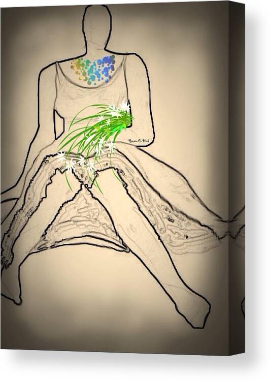 Flowers Canvas Print featuring the digital art Bouquet-Sketch by Romaine Head