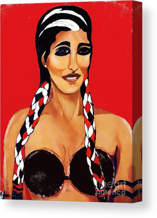 Girl Canvas Print featuring the painting Brown Eye Girl Impression by Saundra Myles