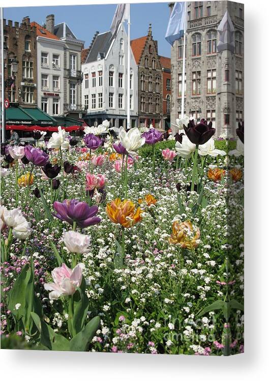 Brugge Canvas Print featuring the photograph Brugge In Spring by Ausra Huntington nee Paulauskaite