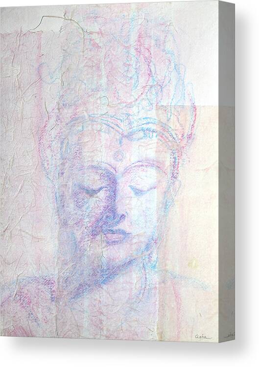 Buddhist Queen Painting Canvas Print featuring the painting Buddhist Queen of Long Ago by Asha Carolyn Young