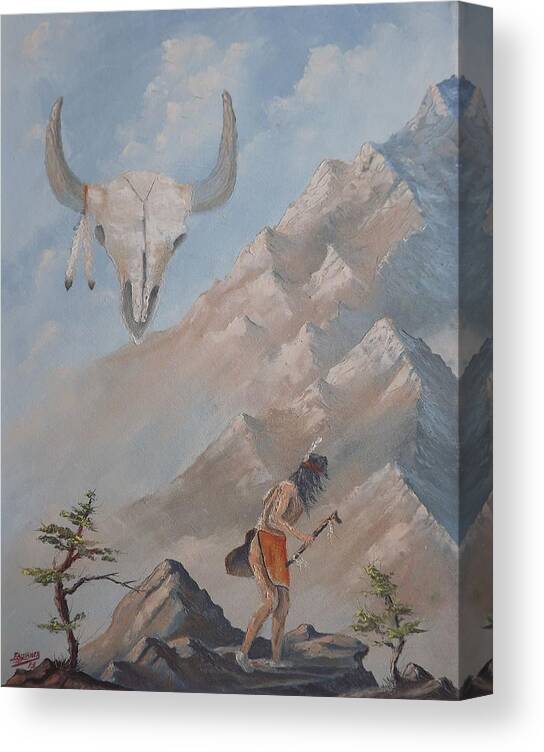 Native American Canvas Print featuring the painting Buffalo Dancer by Richard Faulkner
